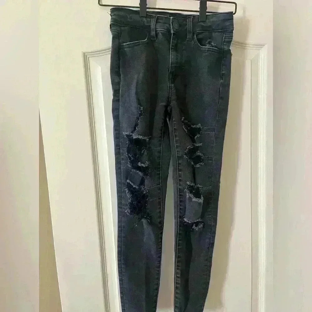 American Eagle Skinny Black Jeans SZ 0 Short